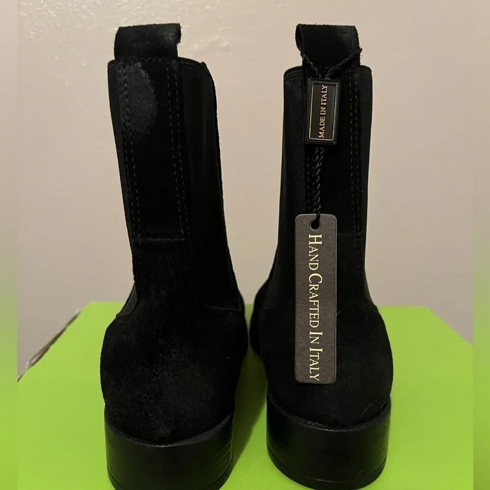 Emanuele Crasto Chelsea Black Italian Leather Distressed Boots NWT